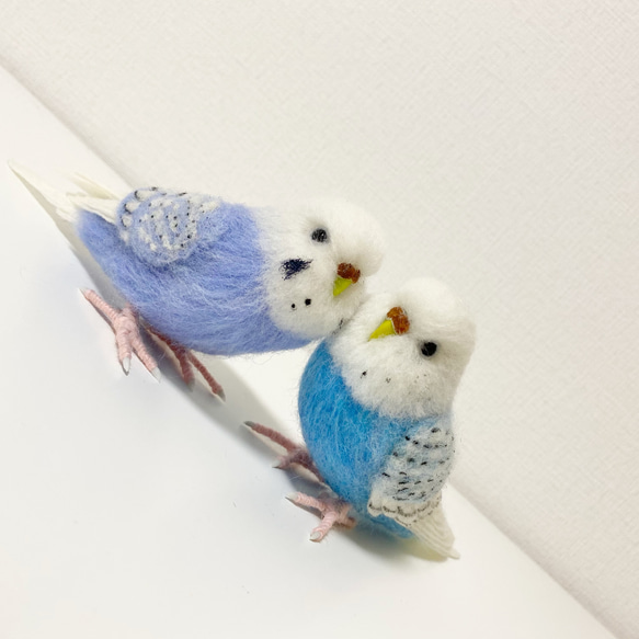 羊毛フェルトのセキセイインコ ペア【オーダメイド】 羊毛