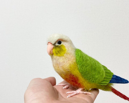 羊毛フェルト。インコ。オーダーNo.25 オーダーのセキセイインコちゃんです🦜 癒されながら作らせて