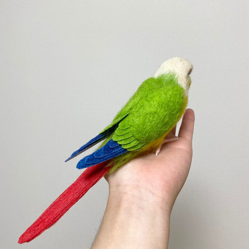 羊毛フェルトのホオミドリアカオウロコインコ【オーダーメイド】 羊毛