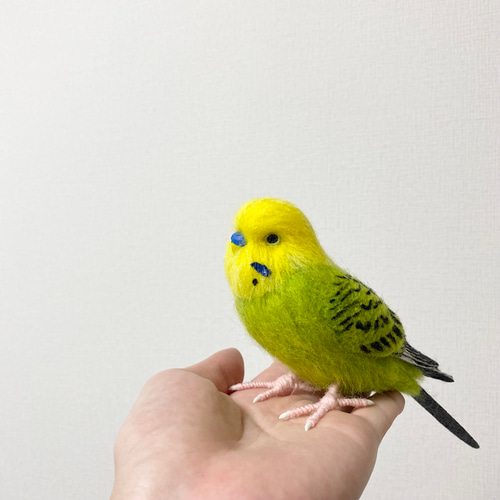 羊毛フェルトのセキセイインコ 緑【オーダーメイド】 羊毛フェルト