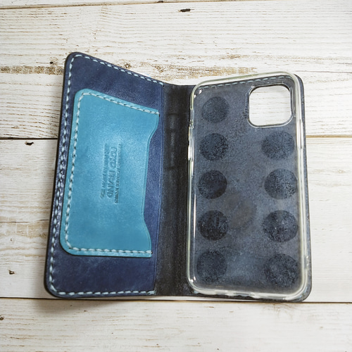 ☆ホヌ☆プルメリア☆本革スマホケース☆ハンドメイド