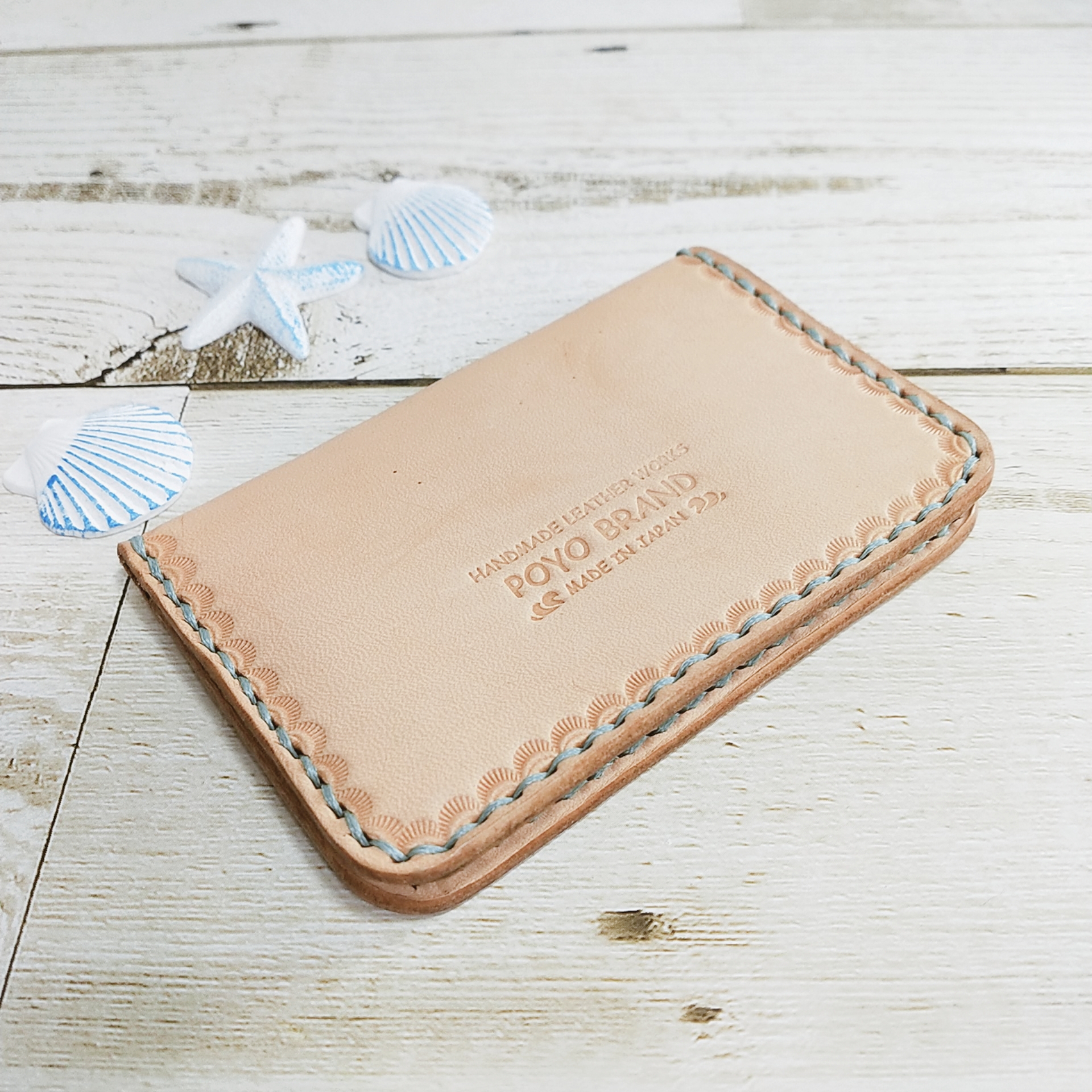 ☆選べる糸の色☆本革名刺入れ☆ハンドメイド☆ナチュラルカラー☆カードケース