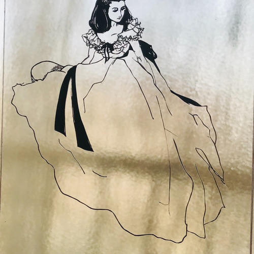 【額縁付き】63×63 一点物切り絵（作者・作品名不明） 切り絵 【黒一色】Vivien Leigh ヴィヴィアン・リー モノトーン 切り絵