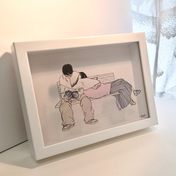 切り絵「カップル couple」　プレゼント　恋人　記念日　　※価格を改定しました！ 1枚目の画像