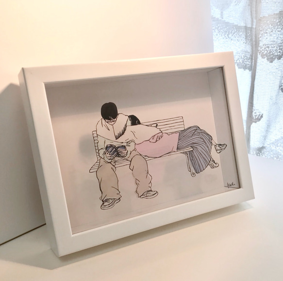 切り絵「カップル couple」　プレゼント　恋人　記念日　　※価格を改定しました！ 1枚目の画像