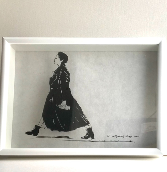 【額入り(白or黒)】 切り絵　classical fashion lady ※価格を見直しました 1枚目の画像