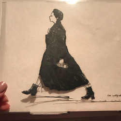 【額入り(白or黒)】 切り絵　classical fashion lady ※価格を見直しました 2枚目の画像