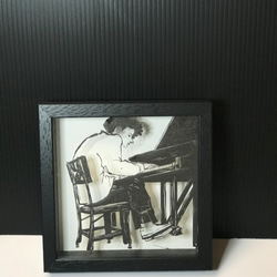 僅原創剪紙&lt;鋼琴家&gt;黑白或彩色/15平方尺寸 第4張的照片