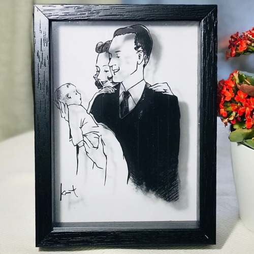 切り絵「みんな誰かの愛しい子」モノクロ/家族/ギフト/母の日/父の日