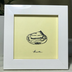 ミニ切り絵10cm角「チーズケーキ」スイーツ　プレゼント　インテリア　ほっこり 5枚目の画像