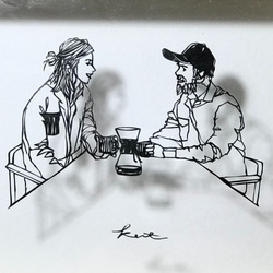 剪紙明信片大小“對話時光”咖啡情侶情侶室內禮物 第1張的照片