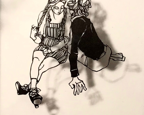 ユーモアイラスト　切り貼り絵　「カフェデート」額付 2_098c23b38cc4261b820844b3ffce