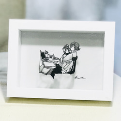 切り絵　L判/ハガキサイズ「ママとお仕事」インテリア　プレゼント 2枚目の画像