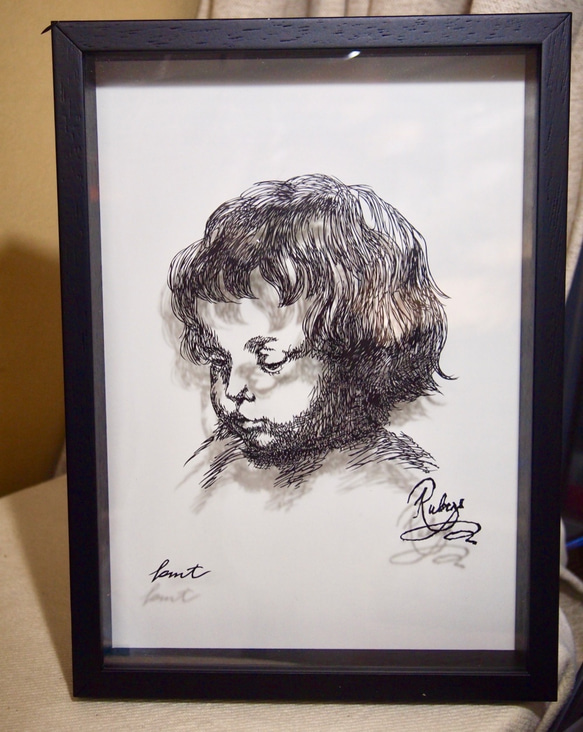 オーダーメイド切り絵/お写真からデッサン風の肖像画切り絵を作成/文字