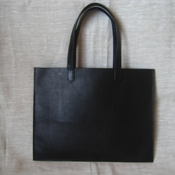 横型ぺったんこトートバッグ（黒色） 1枚目の画像