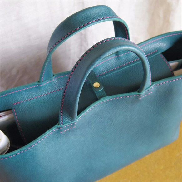【csugimo@様オーダー品】イタリア製オイルドレザーのＡ４ブリーフトートバッグ（手持ち） 3枚目の画像