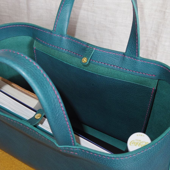 【コロチ様オーダー品】イタリア製オイルドレザーのＡ４ブリーフトートバッグ（手持ち） 5枚目の画像