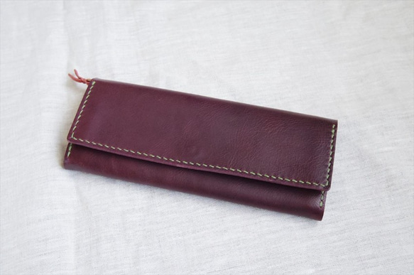 【受注生産】ラクダ革のシンプルな長財布（マチ付小銭入れ） 1枚目の画像