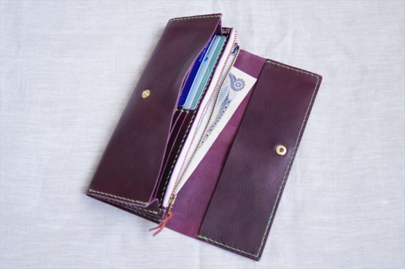 【受注生産】ラクダ革のシンプルな長財布（マチ付小銭入れ） 3枚目の画像