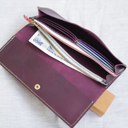 【受注生産】ラクダ革のシンプルな長財布（マチ付小銭入れ） 4枚目の画像