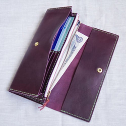 【さくら様オーダー品】ラクダ革のシンプルな長財布（マチ付小銭入れ） 3枚目の画像