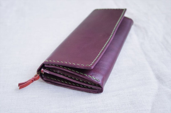 【さくら様オーダー品】ラクダ革のシンプルな長財布（マチ付小銭入れ） 5枚目の画像