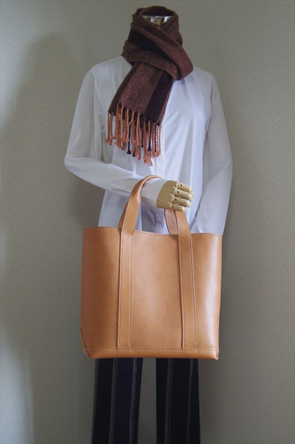 【受注生産】キャンバストートのような革バッグ（見返し付） 別料金 ３タイプからお選びいただけます