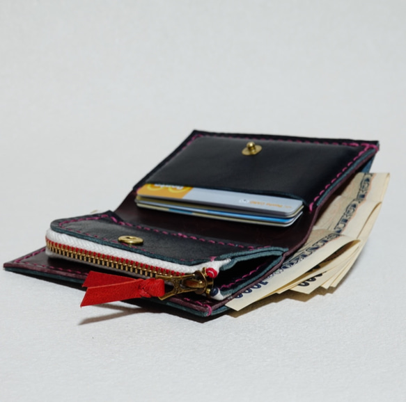【受注生産】キャッシュレス生活に便利なミニ財布（ラクダ革製） 2枚目の画像
