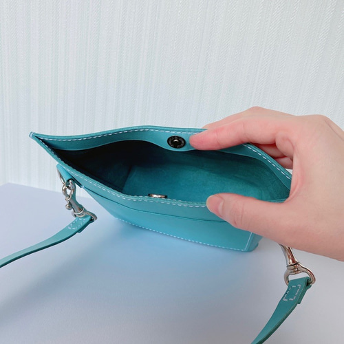 ミニショルダーバッグ マイネ/水色 ショルダーバッグ 工房ねこのて  