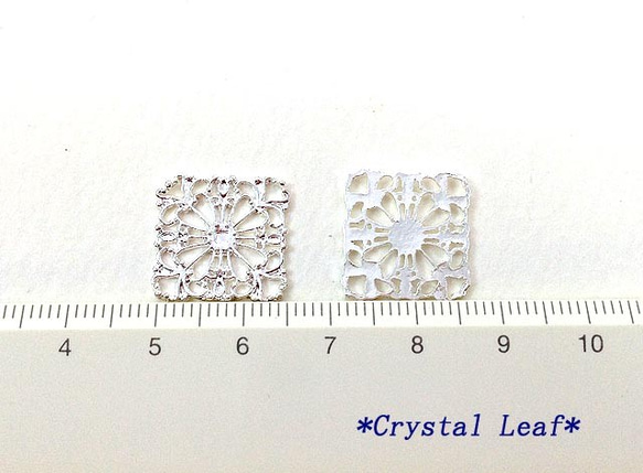 透かしチャーム*スクエア型*ゴシック調（シルバーカラー） 3枚目の画像