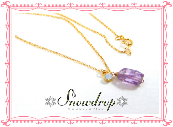 Amethyst Opal neckless 14kgf 4枚目の画像