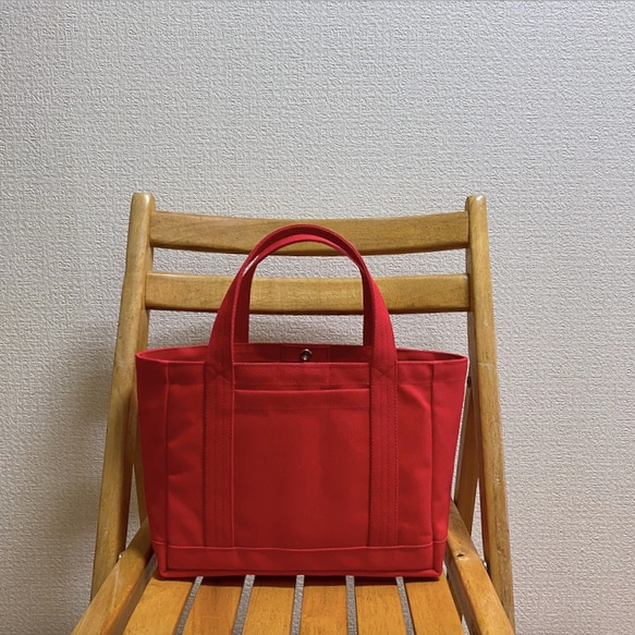 軽いボックストート」小サイズ「赤」／帆布トートバッグ／倉敷帆布8号