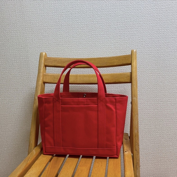 “Light box tote”小號“Red”/帆布手提袋/倉敷帆布8號【定做】 第3張的照片