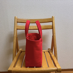 “Light box tote”小號“Red”/帆布手提袋/倉敷帆布8號【定做】 第4張的照片