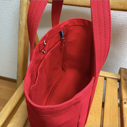 “Light box tote”小號“Red”/帆布手提袋/倉敷帆布8號【定做】 第6張的照片