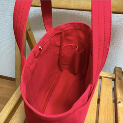 “Light box tote”小號“Red”/帆布手提袋/倉敷帆布8號【定做】 第7張的照片