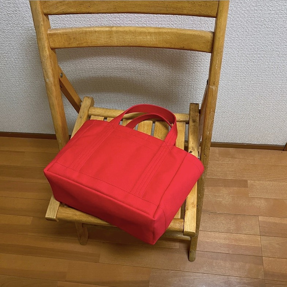 “Light box tote”小號“Red”/帆布手提袋/倉敷帆布8號【定做】 第8張的照片