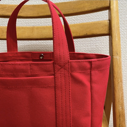 “Light box tote”小號“Red”/帆布手提袋/倉敷帆布8號【定做】 第9張的照片
