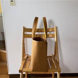 “燈箱托特包”通勤尺寸“駝色×芥末色”Izumi 棉質帆布【定做】 第4張的照片
