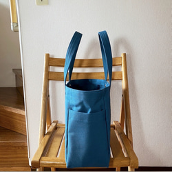 “Pocket tote”Commuter size“Mineral blue”/帆布托特包/倉敷帆布8號【定制】 第3張的照片