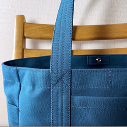 “Pocket tote”Commuter size“Mineral blue”/帆布托特包/倉敷帆布8號【定制】 第8張的照片