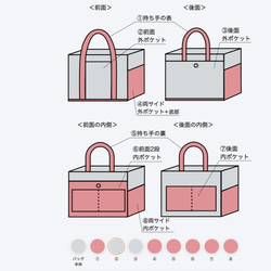 “混合托特包”小號“灰色 x 老玫瑰”/帆布托特包/倉敷帆布 8 號 [定做] 第10張的照片