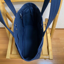 「箱型托特包」中型尺寸 「海軍藍」帆布托特包 倉敷帆布8號【接單製作】 第4張的照片