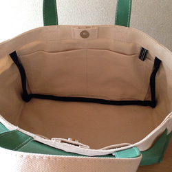 “盒子手提袋”水平尺寸“未漂白×葉綠”帆布手提袋帆布倉敷市第8號 第6張的照片