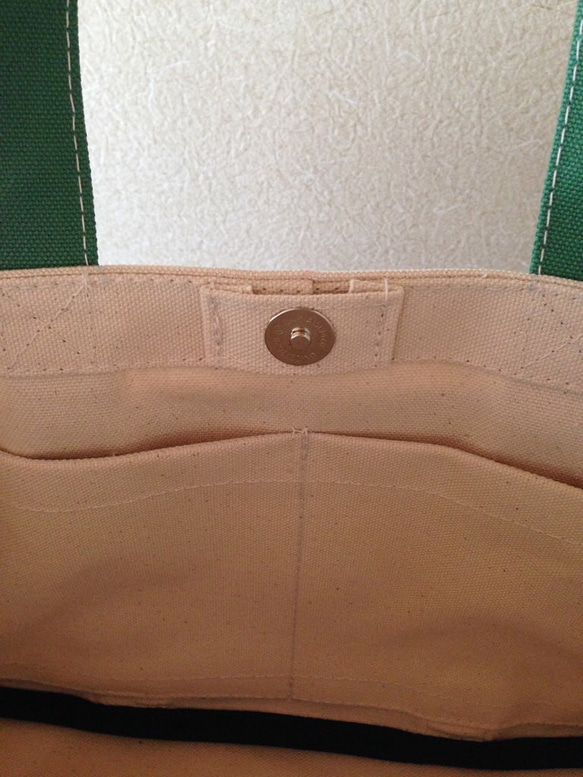 “盒子手提袋”水平尺寸“未漂白×葉綠”帆布手提袋帆布倉敷市第8號 第9張的照片