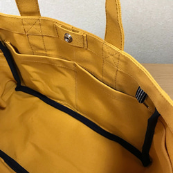 「箱型托特包」寬版尺寸 「芥黃」帆布托特包 和泉木綿帆布【接單製作】 第6張的照片