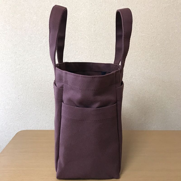 【訂購生產】“盒子手提包”小尺寸“Azuki”帆布手提袋倉敷帆布8號 第3張的照片
