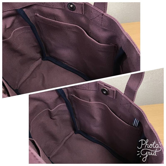 【訂購生產】“盒子手提包”小尺寸“Azuki”帆布手提袋倉敷帆布8號 第5張的照片