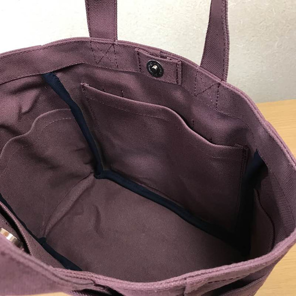 【訂購生產】“盒子手提包”小尺寸“Azuki”帆布手提袋倉敷帆布8號 第7張的照片