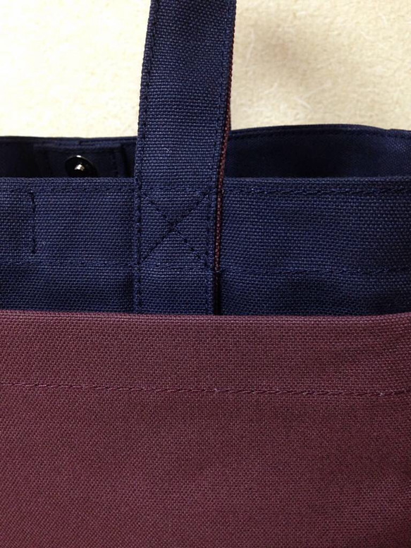 “盒子手提袋”通勤手提包“海軍×小豆”帆布手提袋帆布倉敷市第8號 第7張的照片